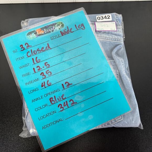 Closed Women's Aria Jeans Wide Flare Leg 32 High Waist Blue Patch Pocket Italy - Picture 12 of 12